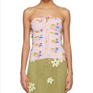 GANNI Pink Nylon Halter Top in S